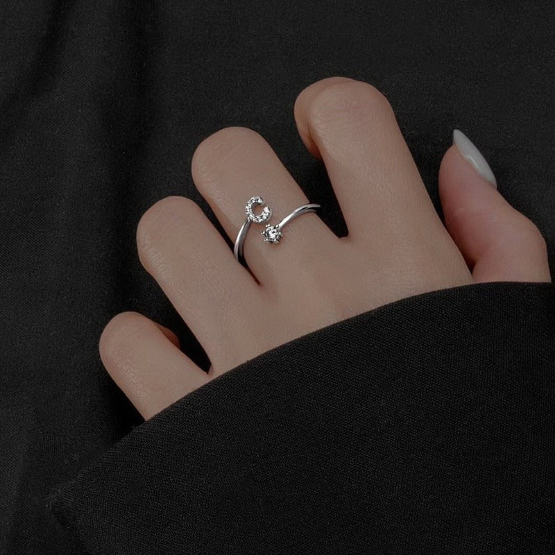 Bague initiale en Argent Sterling