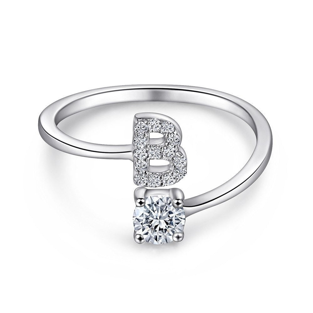 Bague initiale en Argent Sterling