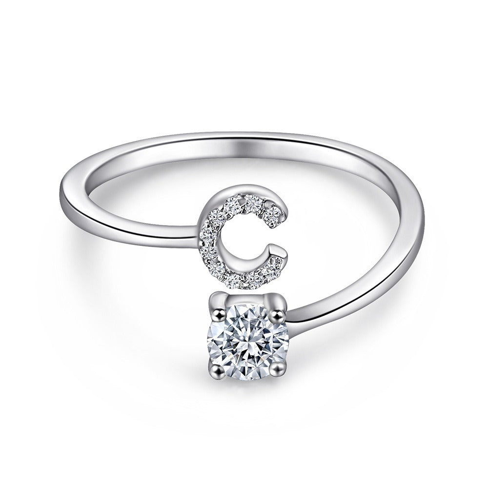 Bague initiale en Argent Sterling