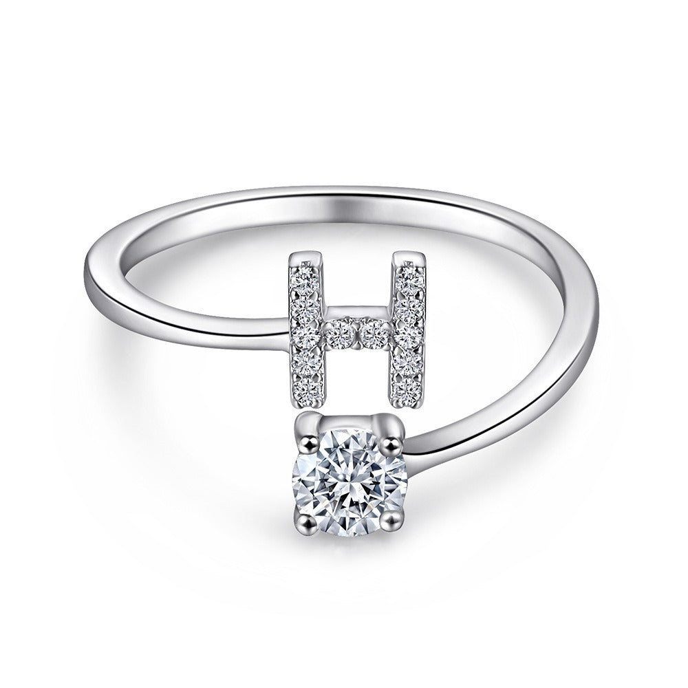 Bague initiale en Argent Sterling