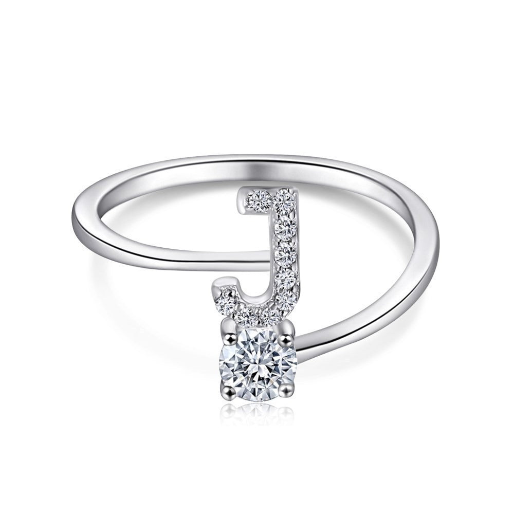 Bague initiale en Argent Sterling