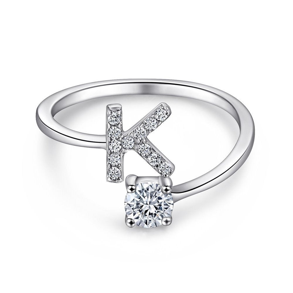 Bague initiale en Argent Sterling
