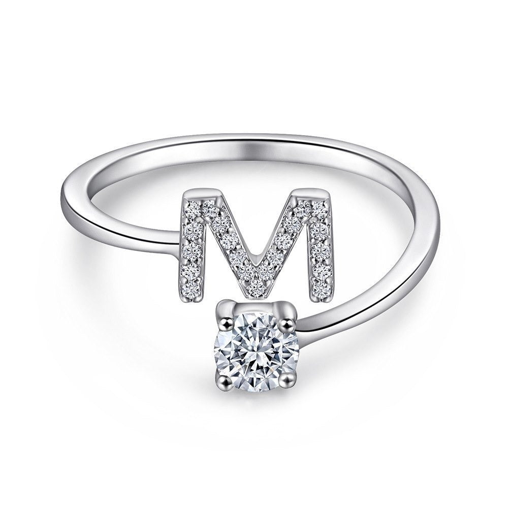 Bague initiale en Argent Sterling