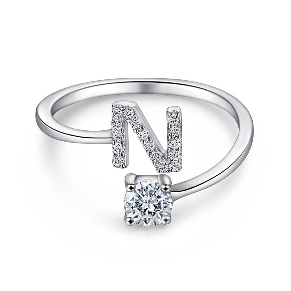 Bague initiale en Argent Sterling
