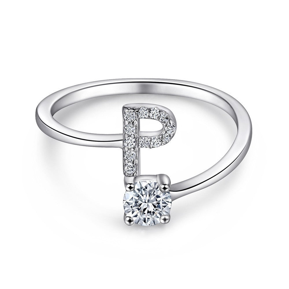 Bague initiale en Argent Sterling