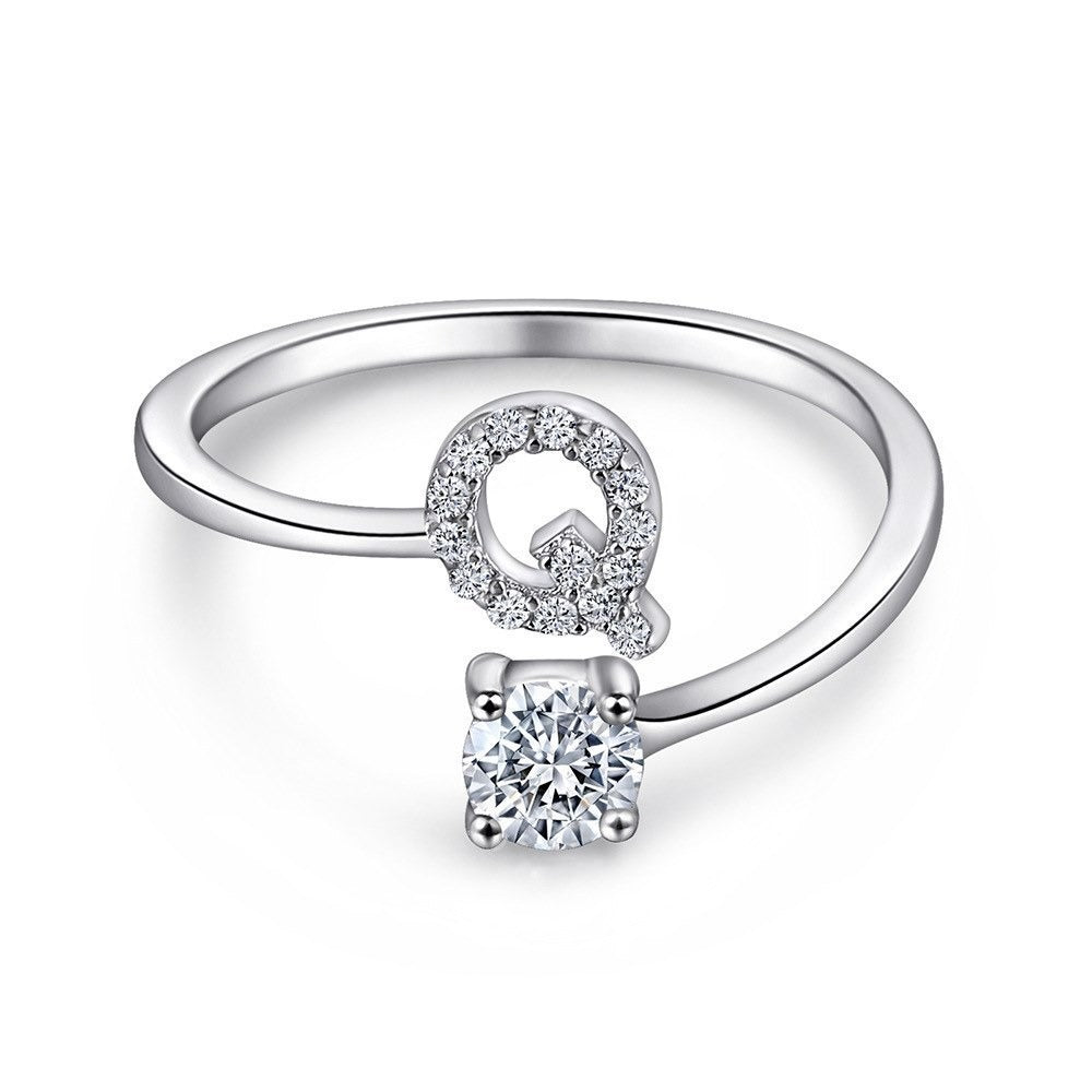 Bague initiale en Argent Sterling