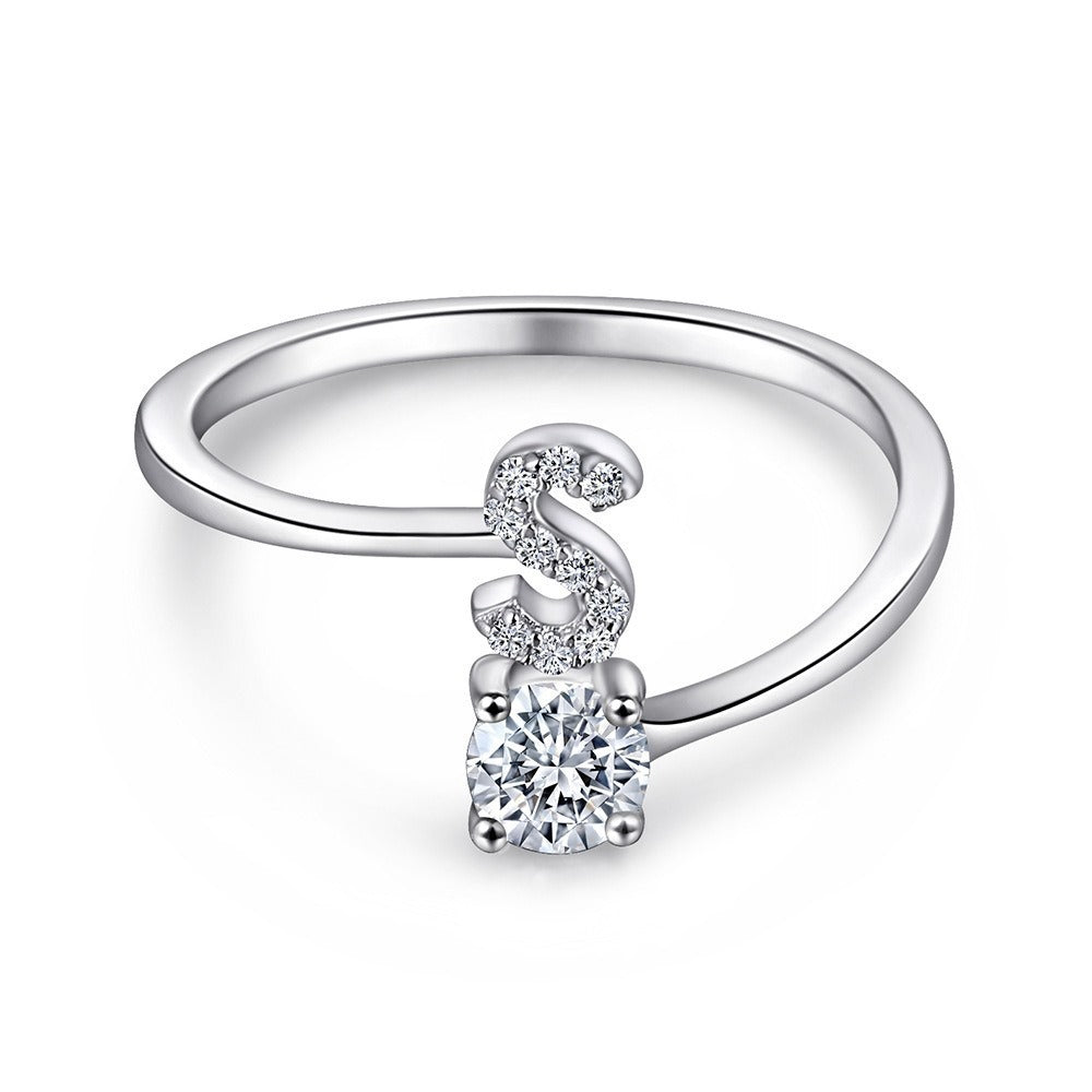 Bague initiale en Argent Sterling