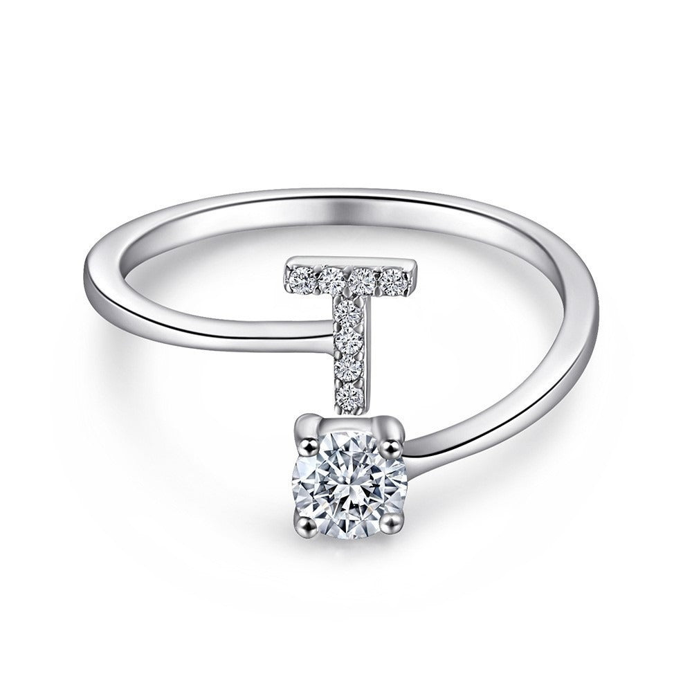 Bague initiale en Argent Sterling