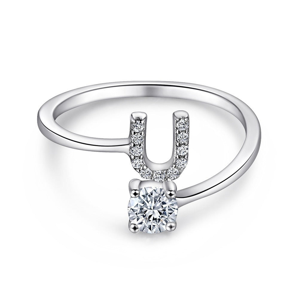 Bague initiale en Argent Sterling