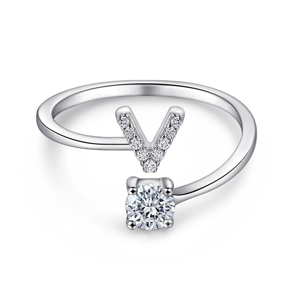 Bague initiale en Argent Sterling