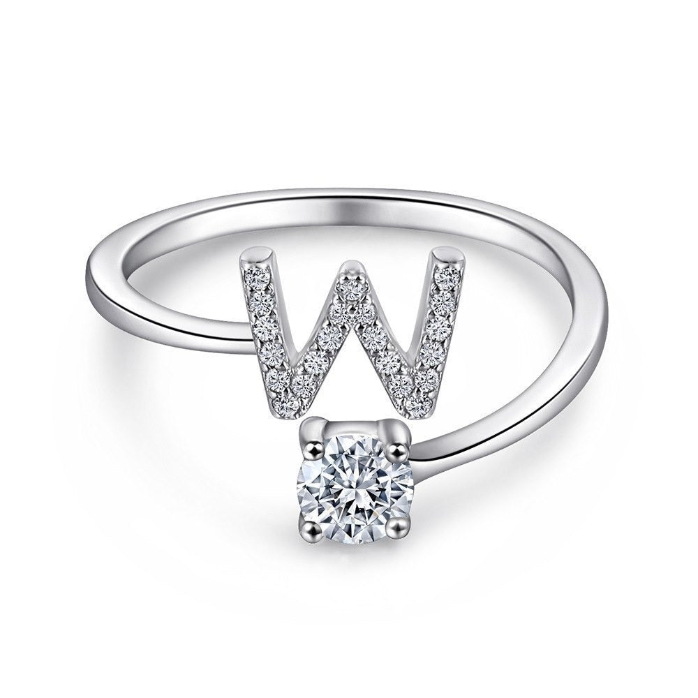 Bague initiale en Argent Sterling