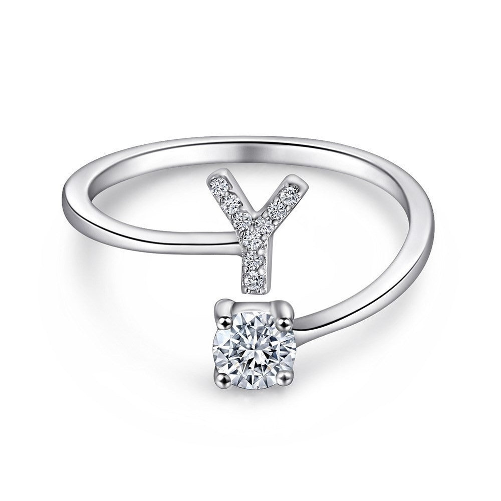 Bague initiale en Argent Sterling