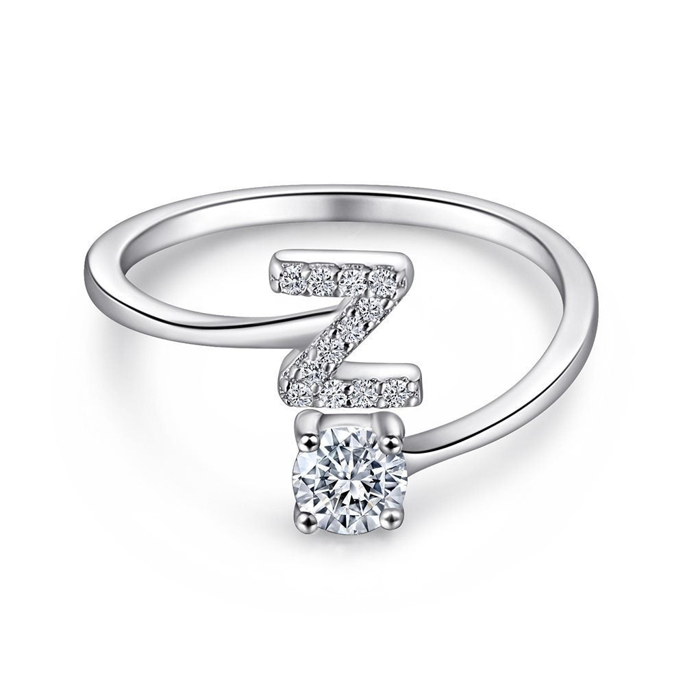 Bague initiale en Argent Sterling